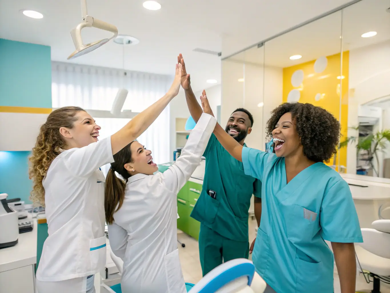 A group photo of the dental team, showcasing their expertise and friendly demeanor.